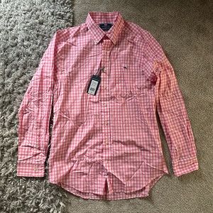 NWT Pink Plaid Vineyard Vines Button-Up w/ Pocket